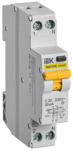 Выключатель автоматический дифференциального тока АВДТ32ML тип A С25 30мА KARAT | код MVD12-1-025-C-030-A | IEK 